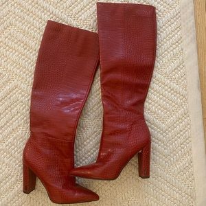 Red croco dam Edelman boots wore once! Size 7